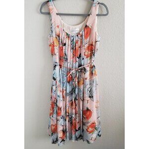 Donna Morgan Woman Size 10 Floral Pleated Lined Midi Dress Chiffon